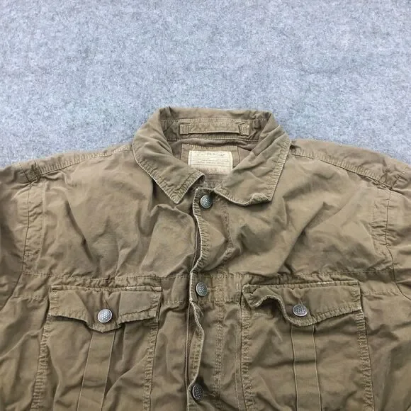 J Crew Jacket Mens Large Beige Solid Military Field Broken In Pockets - Picture 5 of 9